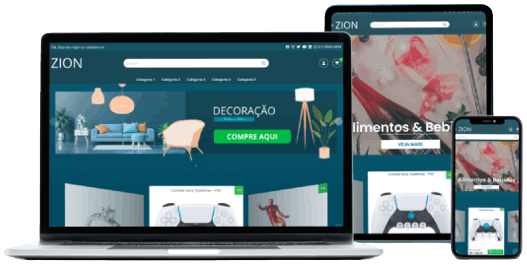 Tema Zion em notebook, tablet e celular