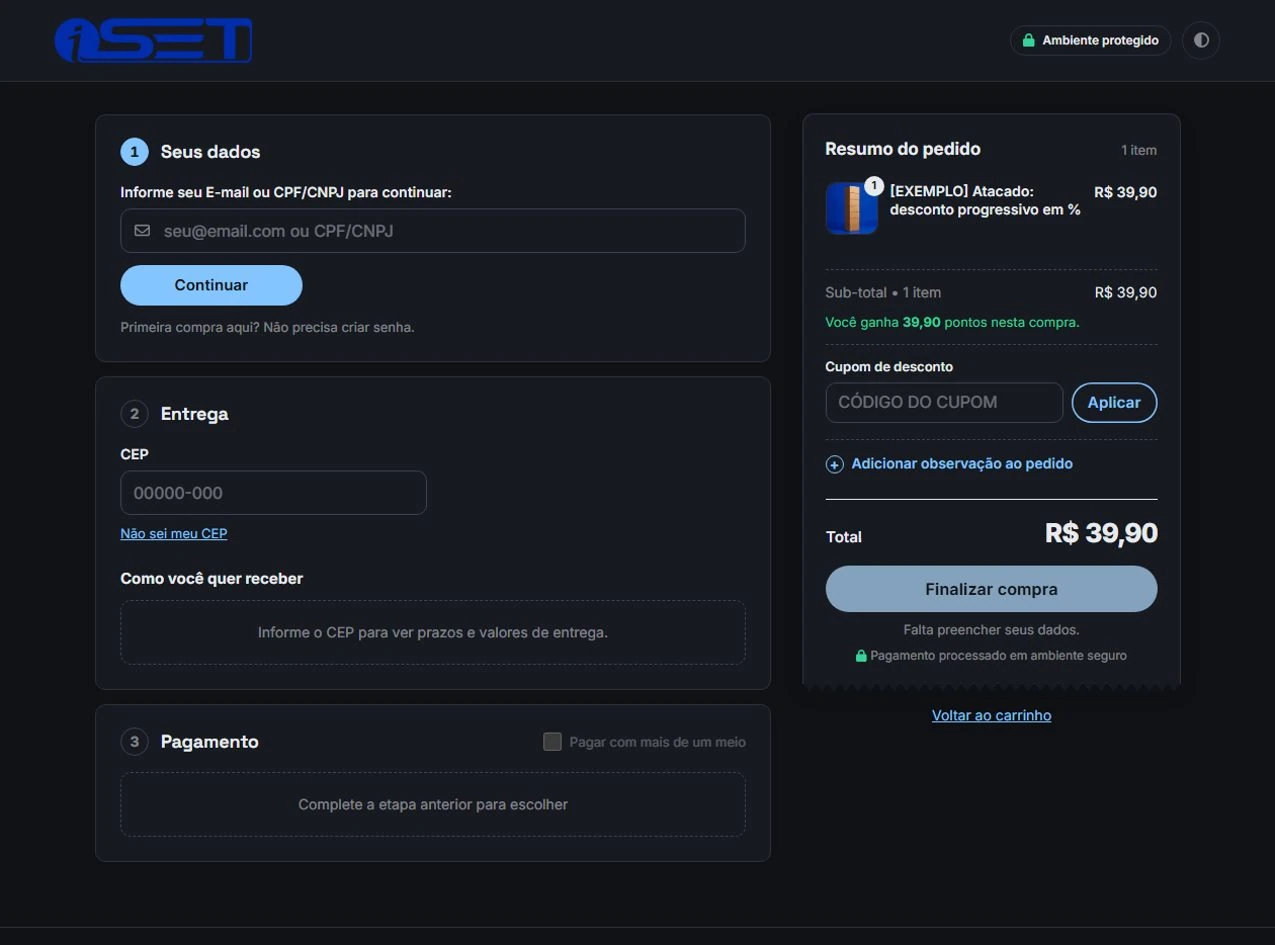 O mesmo checkout no modo escuro