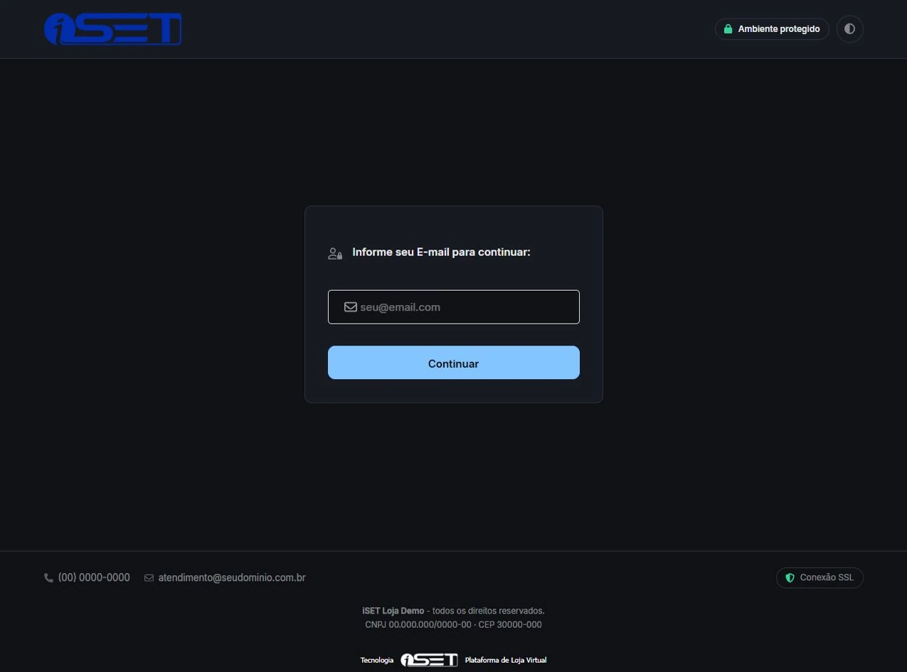 A mesma tela de login no modo escuro